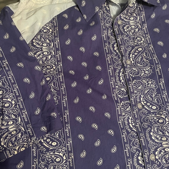Men’s 3x A. Tiziano blue bandana button up shirt - Picture 3 of 4